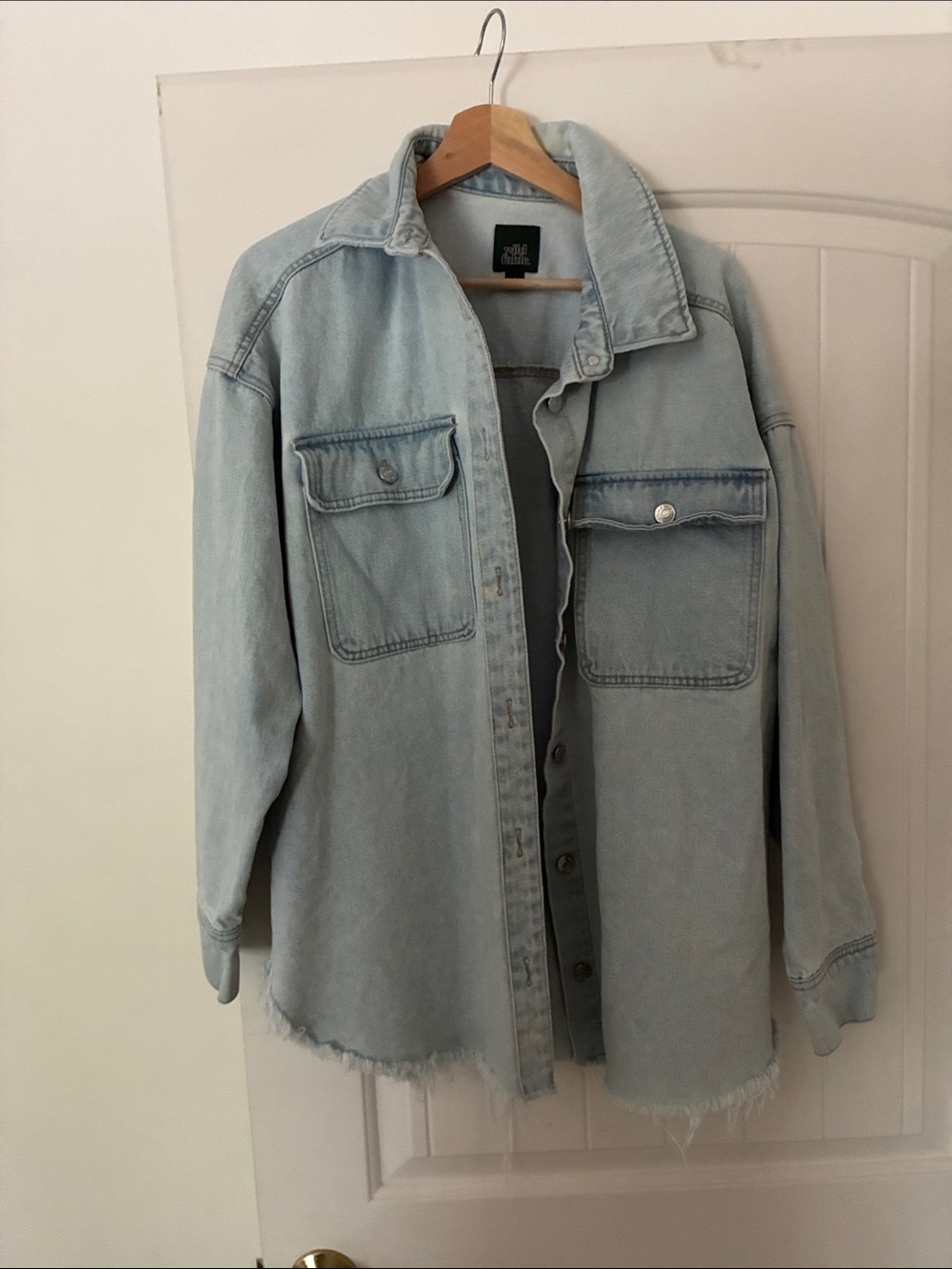 Light Wash Denim Button-Up Shirt Shacket